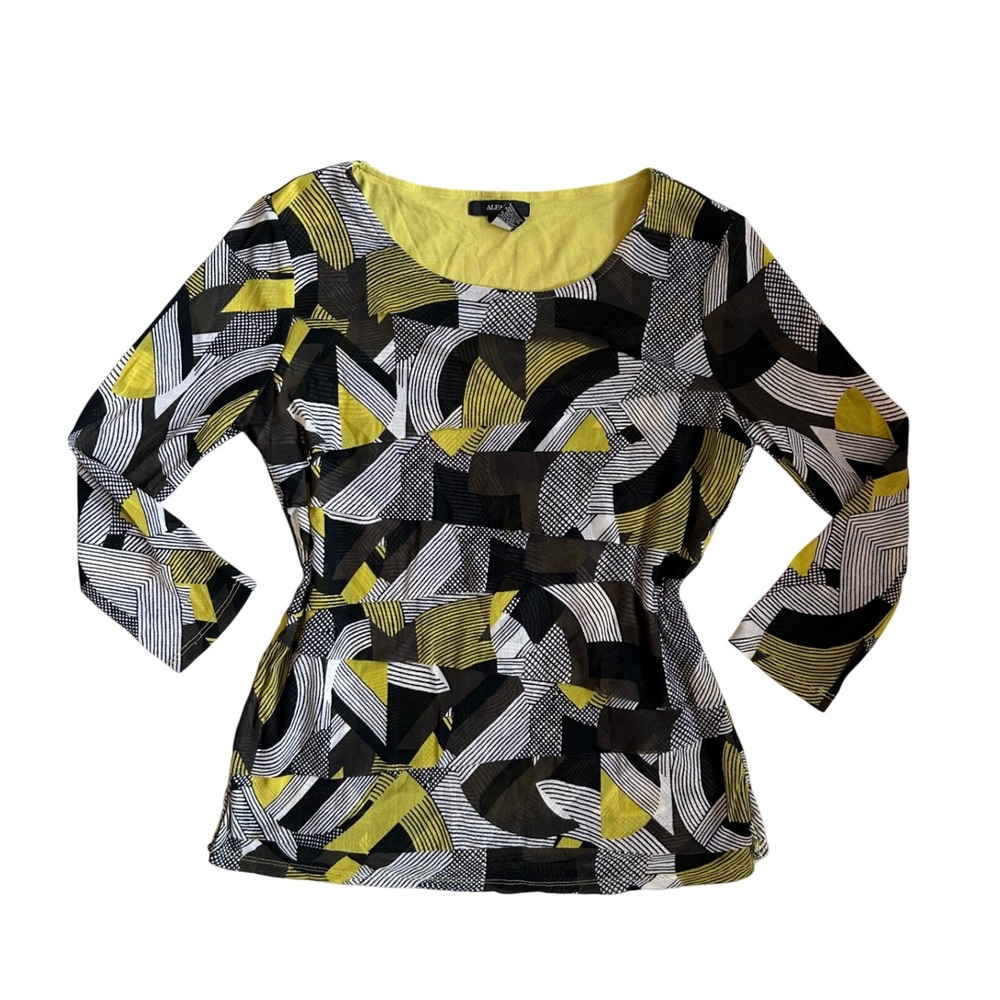 Y2K geometric asymmetrical ruffle longsleeve‎ trippy grunge rave mesh top M
